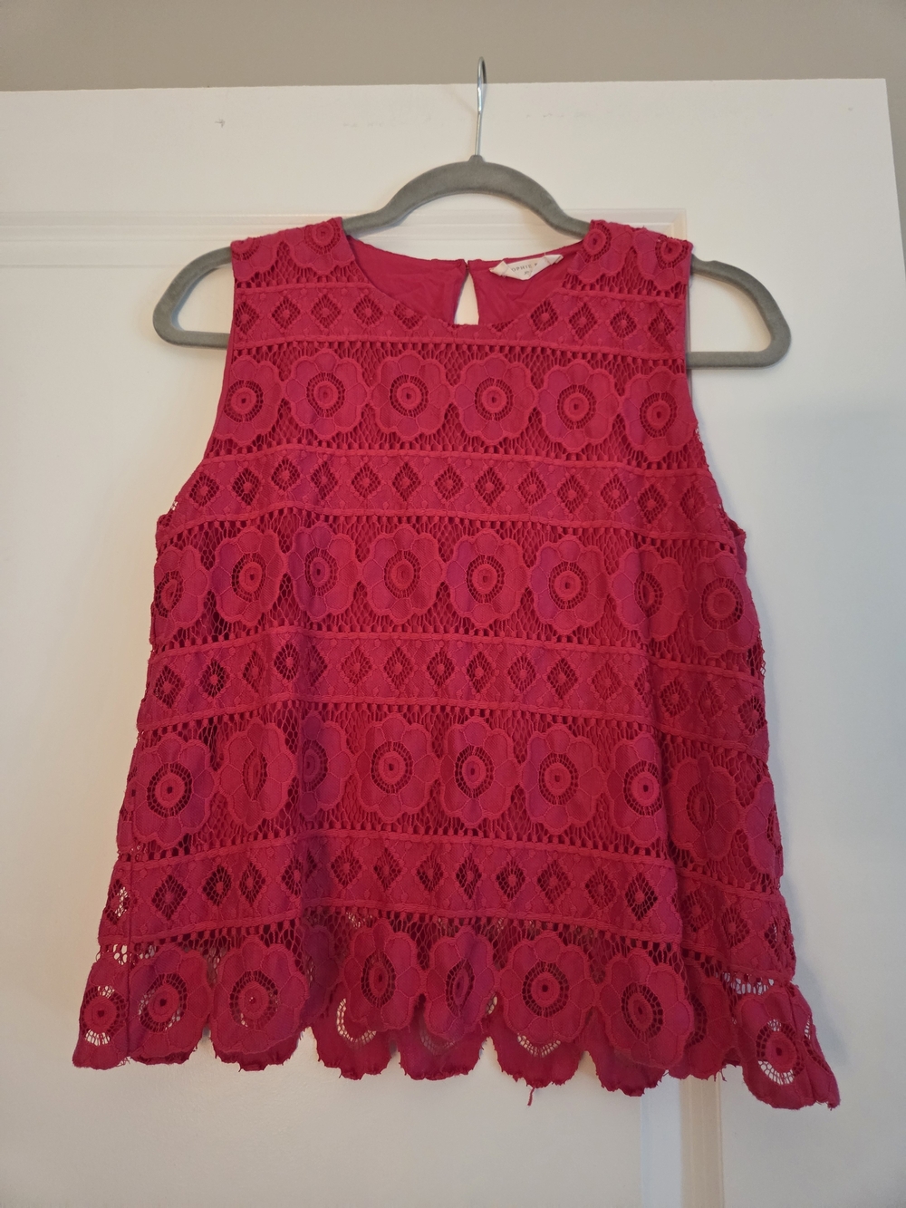 Sophie Rue Hot Pink Floral Lace Tank Top